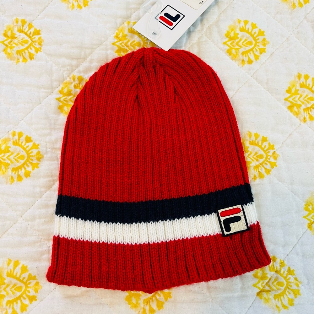 NWT Red White And Blue Fila Beanie